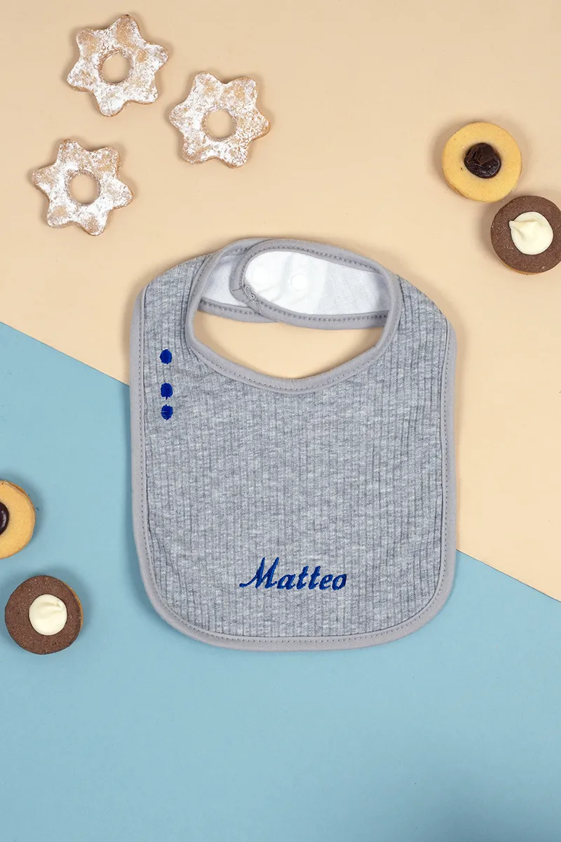 Bavaglino in Cotone a Costine con Nome o Frase Ricamata… Scegli il tuo Colore! - immagine 6