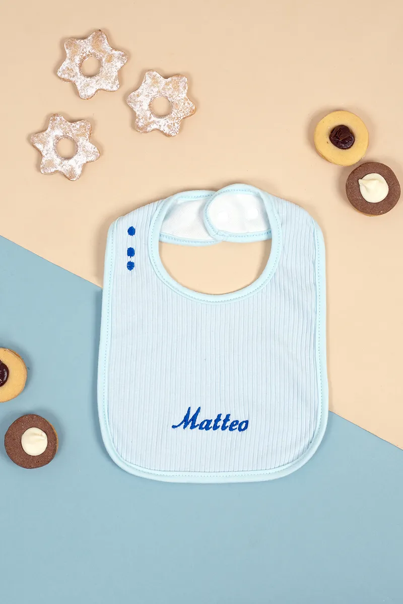 Bavaglino in Cotone a Costine con Nome o Frase Ricamata… Scegli il tuo Colore! - immagine 4