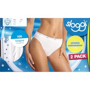 2 SLIP DONNA SLOGGI 100 TAI SGAMBATO A VITA ALTA IN COTONE ELASTICIZZATO