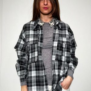 Tensione In camicia a scacchi con stampa RL1095