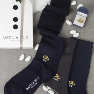 Box da N.3 Paia di Calze Puro Filo di Scozia Con Fedi ed Iniziali