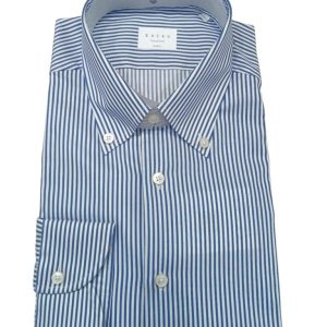 XACUS – CAMICIA BACCHETTATA BLU CINA CON BOTTON DOWN