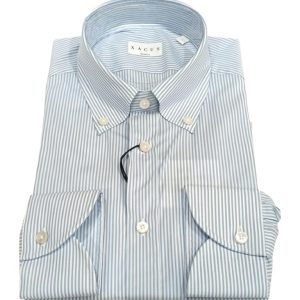 XACUS – CAMICIA BACCHETTATO ITALIA AZZURRO BOTTON DOWN TAYLOR FIT