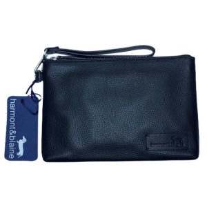 HARMONT & BLAINE – POCHETTE FLAT POUCH W/HANDLE LEATHER 008