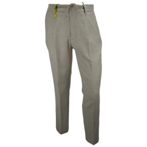 MANUEL RITZ – PANTALONE UOMO MISTO LANA BEIGE CON LACCI