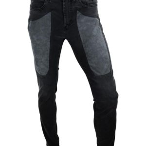 JECKERSON – JEANS GRIGIO SLIM FIT CON TOPPE IN ALCANTARA