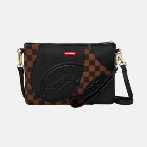 SPRAYGROUND – 910B8283NSZ JETSTREAM BROWN CROSSOVER CLUTCH