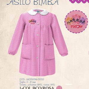 GREMBIULE ASILO SIGGI ART. 33GR3056 TUTTO BIANCO CON IMMAGINE CUCITA A FILO