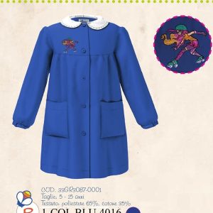 GREMBIULE SCUOLA SIGGI ART. 33GR3087 BIANCO-AZZURRO CON BOTTONI E TASCHE GIRL