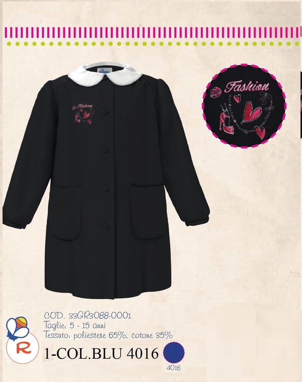 GREMBIULE SCUOLA SIGGI ART. 33GR3088 AZZURRO CON BOTTONI E TASCHE GIRL