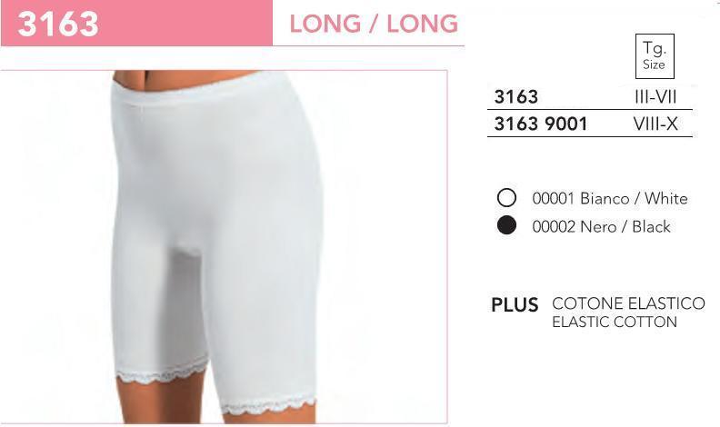 2 SLIP DONNA COTONELLA ART. 3163 GAMBA LUNGA IN COTONE ELASTICIZZATO BIANCO-NERO - immagine 2