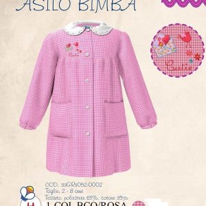 GREMBIULE ASILO SIGGI ART. 33GR3052 QUADRETTATO ROSA CON IMMAGINE CUCITA A FILO AL PETTO