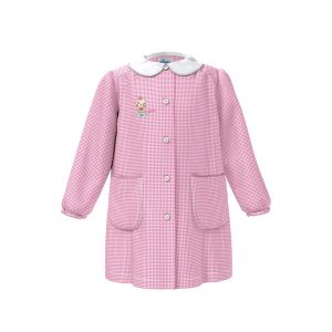 GREMBIULE ASILO SIGGI ART. 33GR3166 QUADRETTATO ROSA CON IMMAGINE CUCITA A FILO