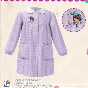 GREMBIULE ASILO SIGGI ART. 33GR3054 QUADRETTATO ROSA CON IMMAGINE CUCITA A FILO