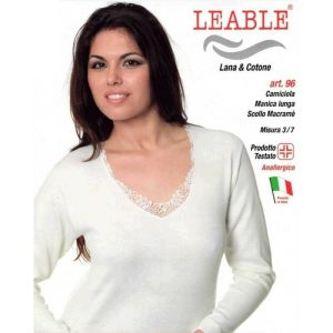 3 MAGLIE MANICA LUNGA LEABLE ART.96 LANA E COTONE CON SCOLLO MACRAME’