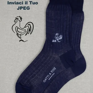 Calze in Puro Filo di Scozia MEZZAGAMBA con IL TUO RICAMO (inviaci il Jpeg)