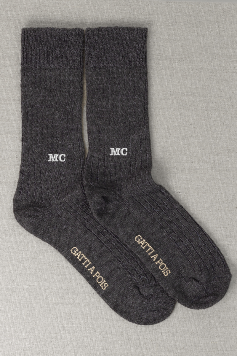 Calze Mezzagamba in Alpaca color Antracite con Iniziali o Senza! - immagine 8