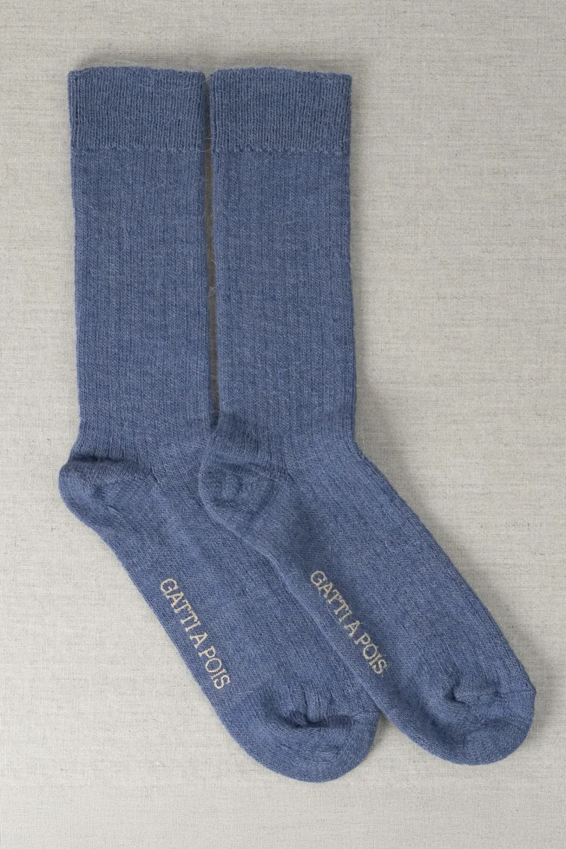Calze Mezzagamba in Alpaca color Zaffiro con Iniziali o Senza! - immagine 3