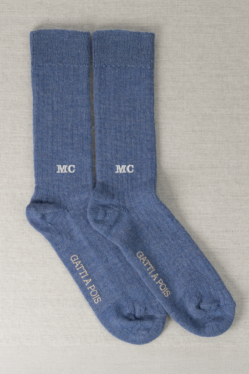 Calze Mezzagamba in Alpaca color Zaffiro con Iniziali o Senza! - immagine 7