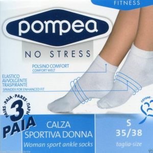 6 PAIA CALZINO SPORTIVO POMPEA BIKE UOMO DONNA NO STRESS BIANCO-NERO