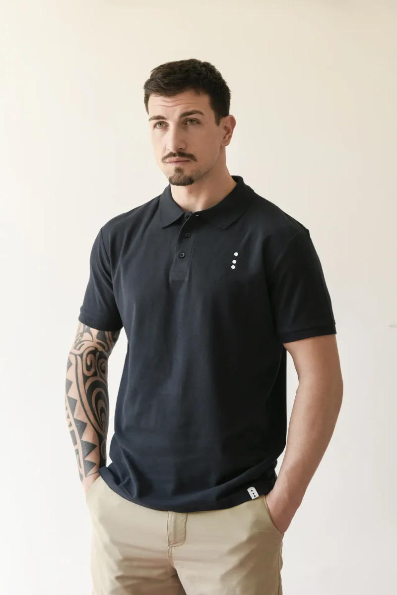 Polo Blu Notte Puro Cotone lavorazione Micro Nido d’Ape con Iniziali o Senza! - immagine 3