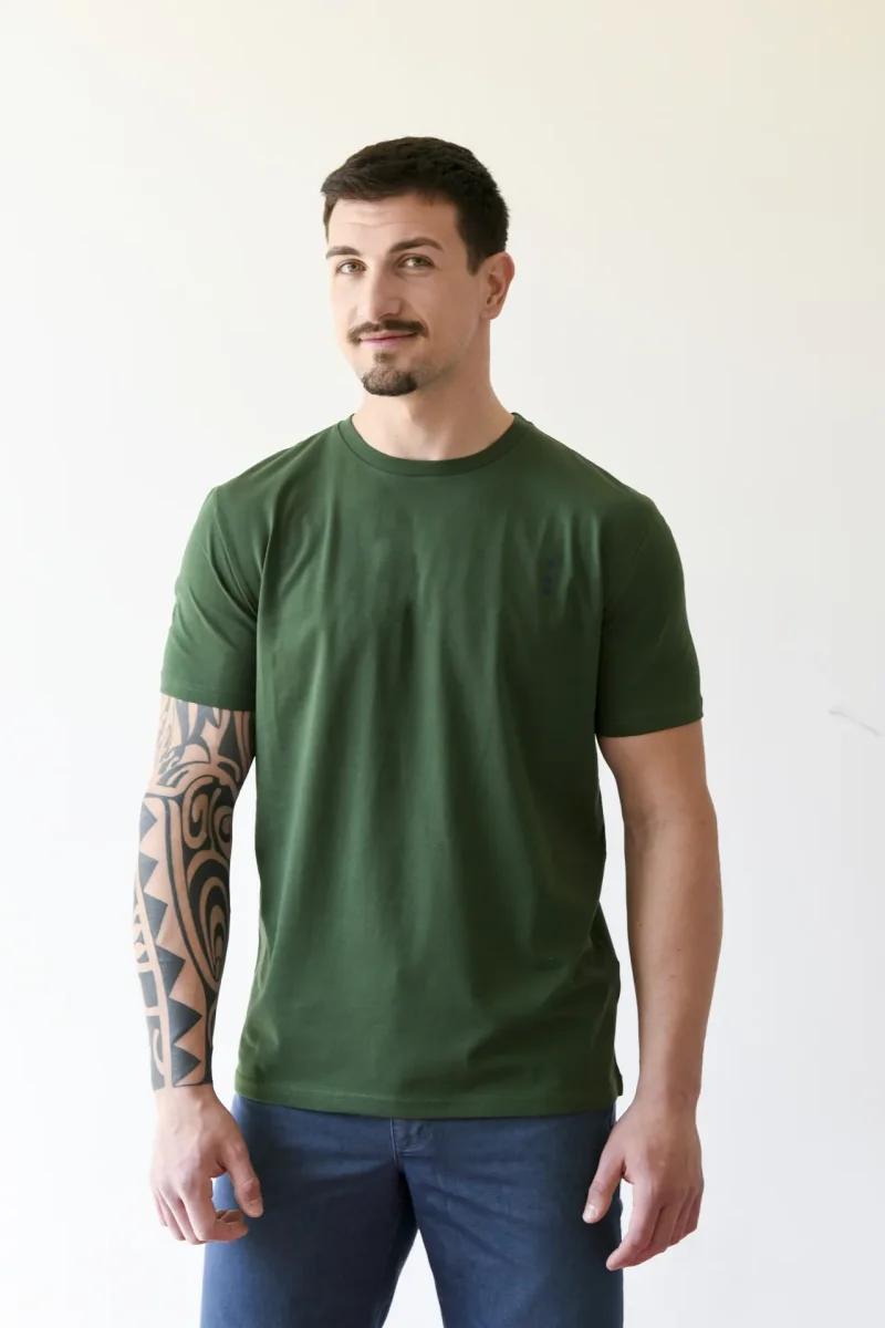 T-Shirt Made in Italy color Verde Loden Manica Corta con Iniziali o Senza! - immagine 3