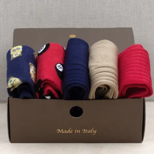 Box da N.5 Calze Mezzagamba Dollar&Billiard Filati Naturali con Iniziali o Senza!