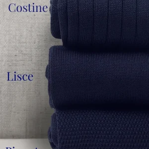 Box da N.3 Calze Lunghe in Filo di Scozia Blu Notte in 3 Lavorazioni diverse