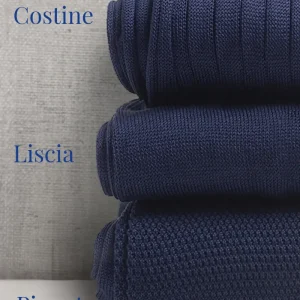 Box da N.3 Calze Lunghe in Filo di Scozia Blu Marine in 3 Lavorazioni diverse