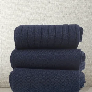 Box da N.3 Calze Mezzagamba in Filo di Scozia Blu Marine in 3 Lavorazioni diverse con Iniziali o Senza!