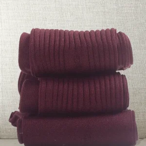 Box da N.3 Calze Mezzagamba in Filo di Scozia Bordeaux Lavorazioni diverse con Iniziali o Senza!