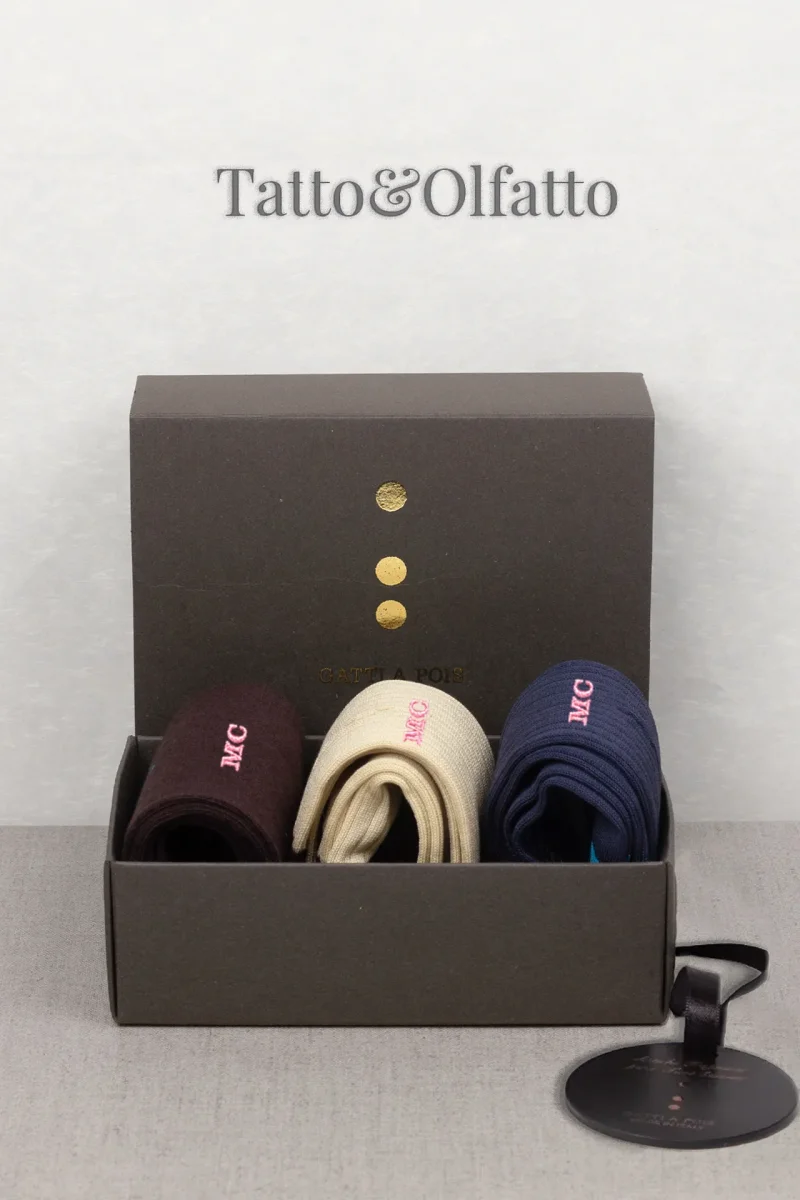 LuxBox da N.3 Calze Mezzagamba Donna e Fragranza Ambrata Agrumata con Iniziali o Senza! - immagine 3