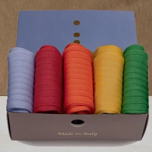 Box da N.5 Calze Mezzagamba Colori VIVACI in Filo di Scozia con Iniziali o Senza!