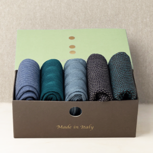 Box da N.5 Calze Lunghe Vintage Riviera dai Filati Misti con Iniziali o Senza!