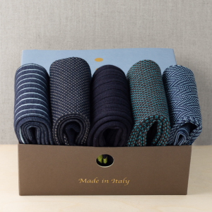 Box da N.5 Calze Italian BlueMan Cotone Pettinato e Lana con Iniziali o Senza!