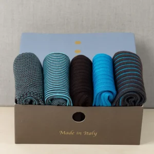 Box da N.5 Calze Lunghe Moro&Turchese in Cotone Pettinato e Filo di Scozia con Iniziali o Senza!