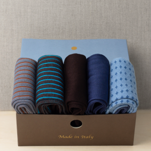 Box da N.5 Calze Lunghe Mix di Fantasie in Cotone Pettinato e Filo di Scozia con Iniziali o Senza!