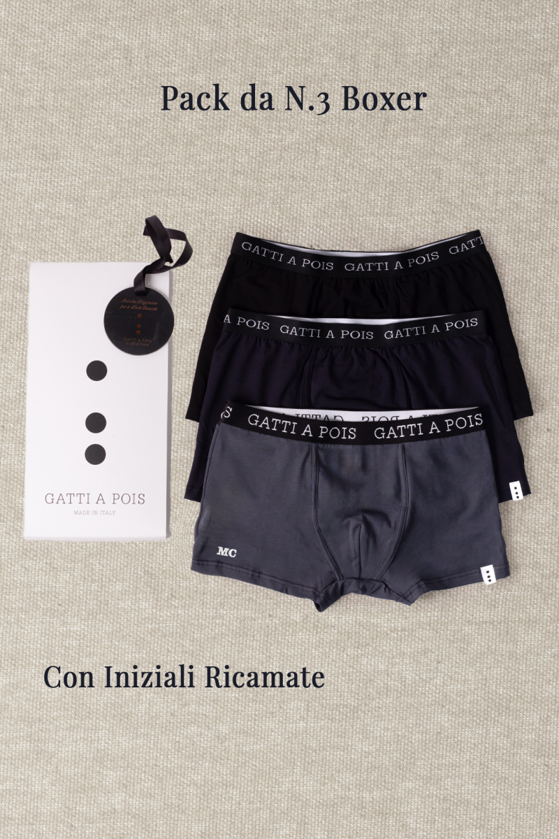 Box n.3 Boxer Intimi in Cotone Jersey Nuova Collezione+ CARD Profumata con Iniziali o Senza! - immagine 3