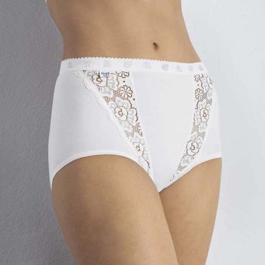 2 SLIP DONNA SLOGGI CHIC MAXI SLIP ALTO CLASSICO ELASTICO MORBIDO BIANCO-NERO - immagine 3