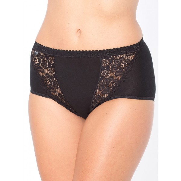 2 SLIP DONNA SLOGGI CHIC MAXI SLIP ALTO CLASSICO ELASTICO MORBIDO BIANCO-NERO - immagine 4