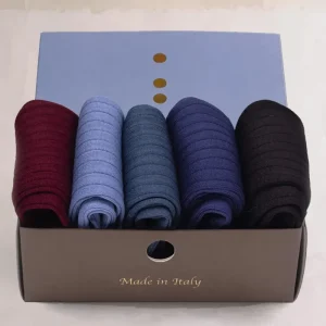 Box da N.5 Calze Lunghe a Costine Filo di Scozia Sfumature di Classe con Iniziali o Senza!
