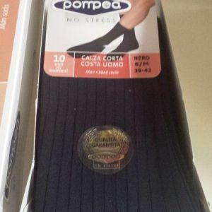 6 PAIA CALZE UOMO POMPEA MICROFIBRA CORTE COSTINA NERO SCARPA 39-42 43-46
