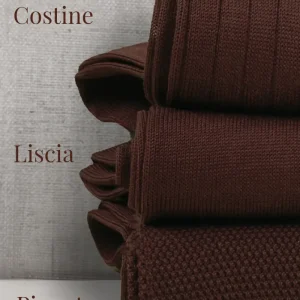 Box da N.3 Calze Lunghe in Filo di Scozia Cacao in 3 Lavorazioni diverse