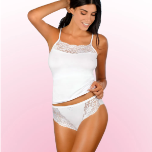 CANOTTA DAFNE SPALLA STRETTA ART. 774 IN PIZZO E MORBIDO COTONE LEGGERO