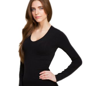 MAGLIA DA DONNA BELLISSIMA A MANICA LUNGA DECOLLETE’ MICROFIBRA SENZA CUCITURE