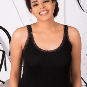 Top Canotta Curvy in Filoscozia® rifinito in delicato pizzo