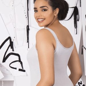 Top spalla stretta Curvy in Filoscozia® rifinito in tulle