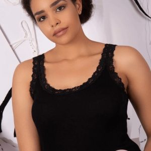 Top Curvy spalla stretta in lana-seta