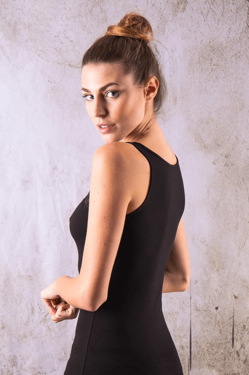 Canotta a spalla larga in cotone modal con pizzo - immagine 6