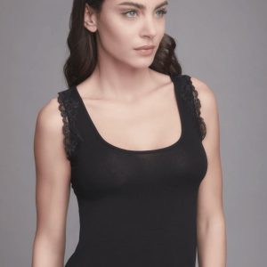 Canotta in cotone modal rifinita in pizzo